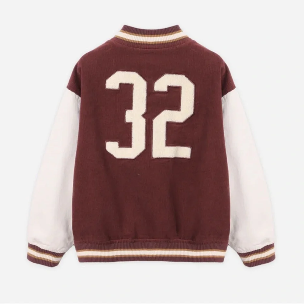 Rylee + Cru Toddler Boys Varsity Football Jacket 12-18 m Burgundy Corduroy NWOT